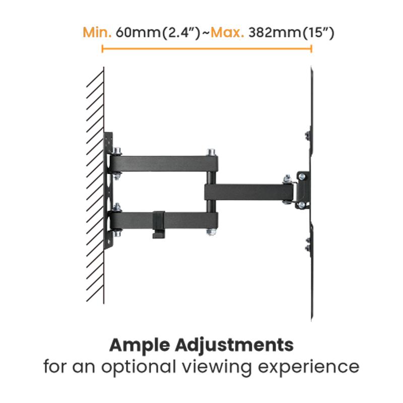 Soporte de Pared para TV 23-55” y 30kg Vesa 100x100-400x400 Metal, color negro, XUE® BAS2355