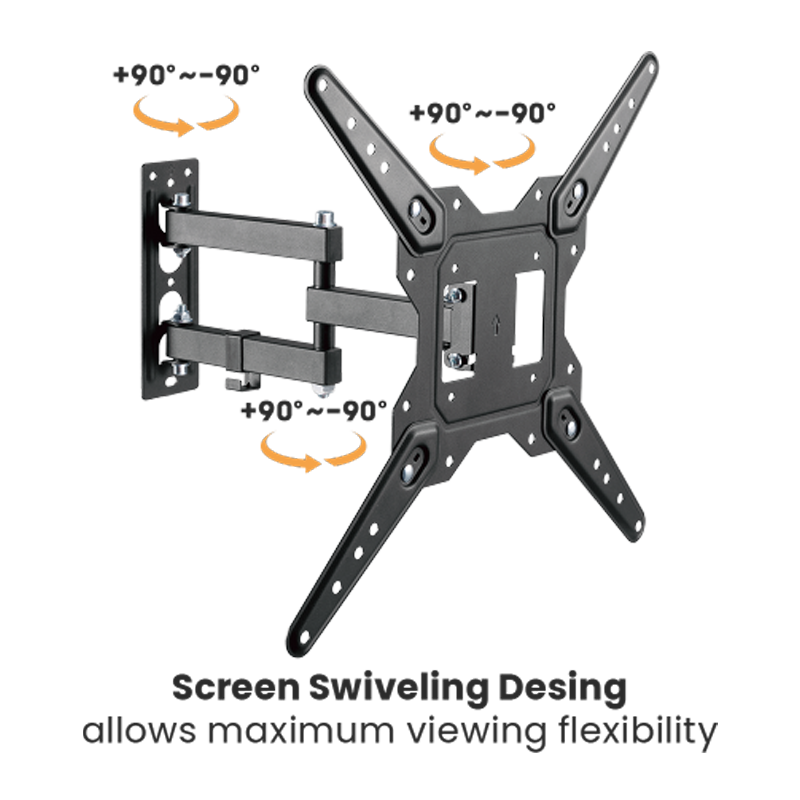 Soporte de Pared para TV 23-55” y 30kg Vesa 100x100-400x400 Metal, color negro, XUE® BAS2355