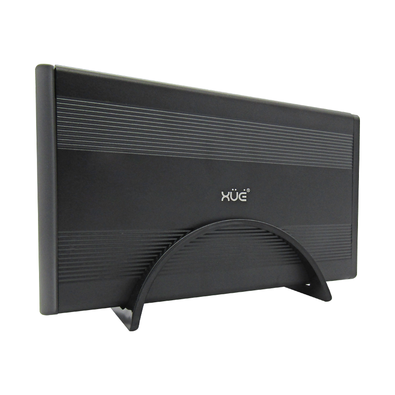 Caja 3,5" SATA USB 3.0 externa para Disco Duro negra, marca XUE. Incluye base Stand