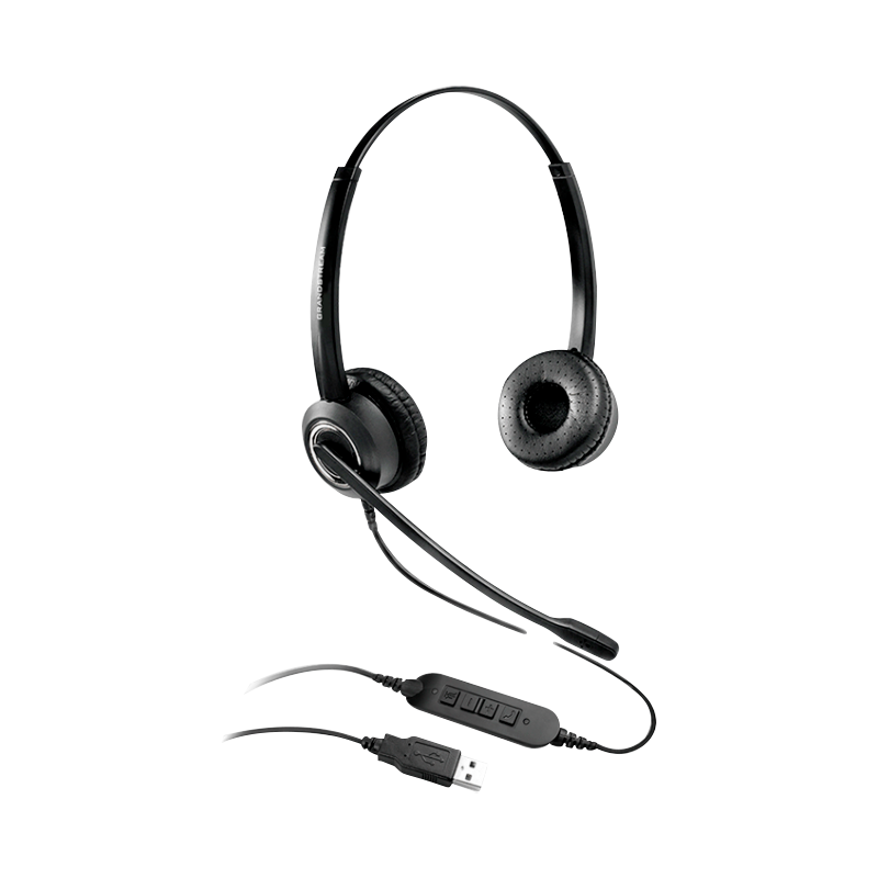 Diadema USB 2.0 GUV3000 MIC GIRATORIO NEGRA C/CONTROL EN CABLE, GRANDSTREAM