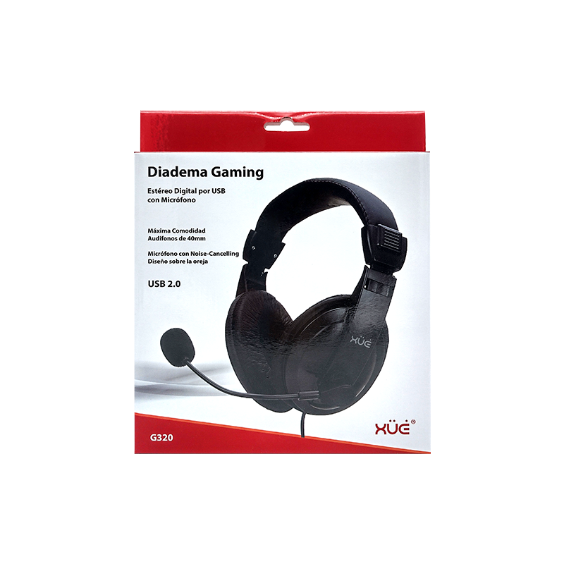 Diadema XUE® USB 2.0 G320 con MIC giratorio con control digital, Color Negro