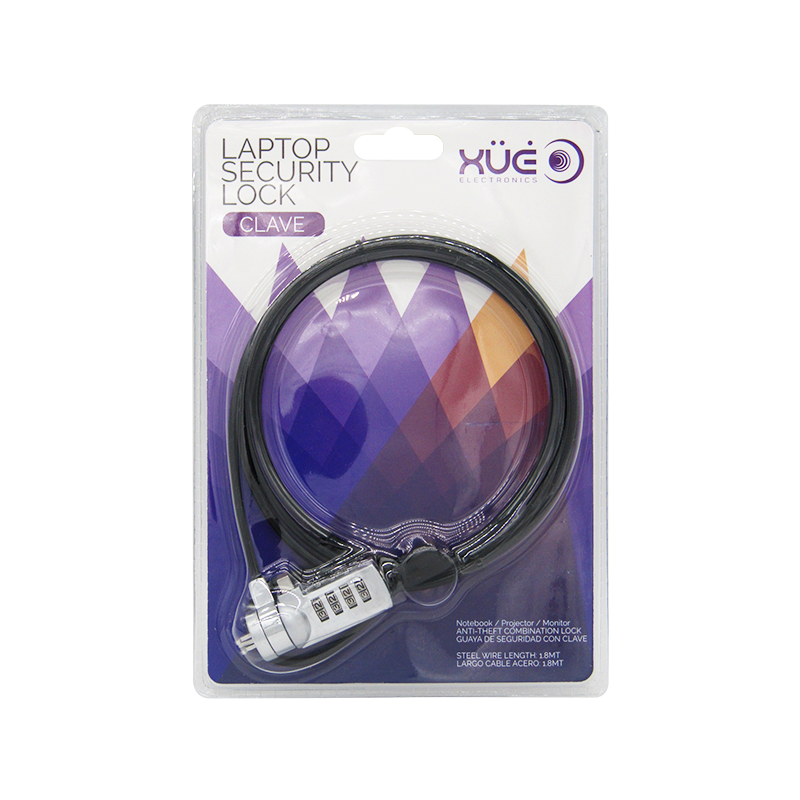 Guaya de seguridad para portátil de 4-Dígitos 1.8M 3.5MM SLOT STD XUE® (CLAVE)