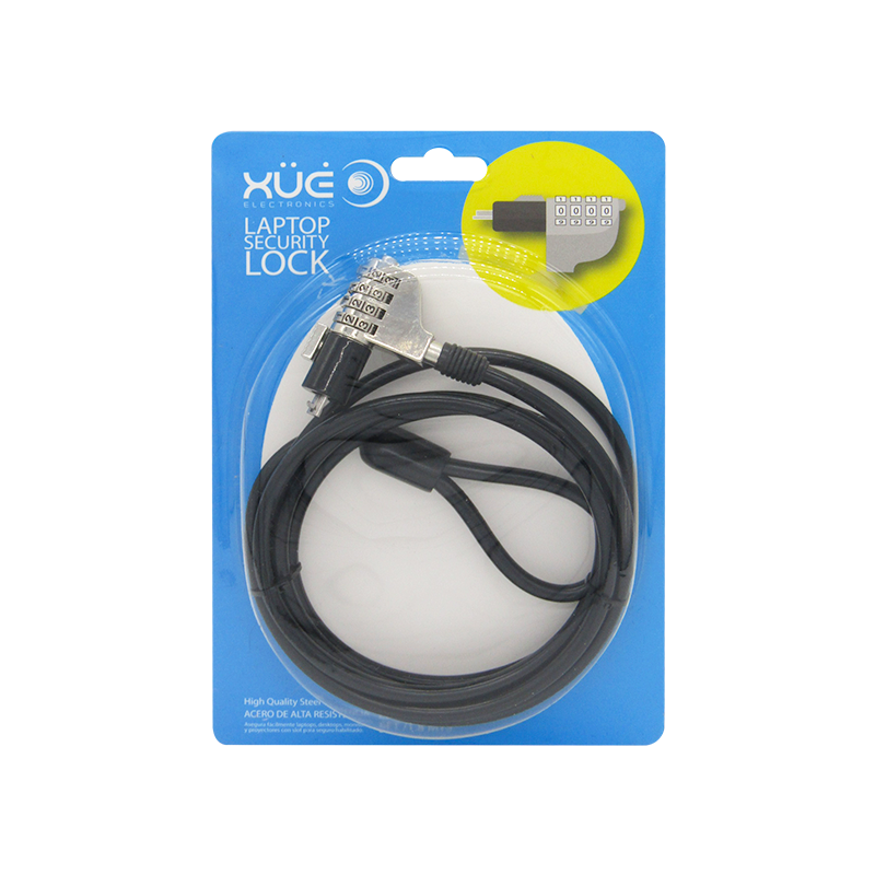 Guaya de seguridad para portatil de 4-Digitos 2M 6MM SLOT STD XUE® (CLAVE 6MM)