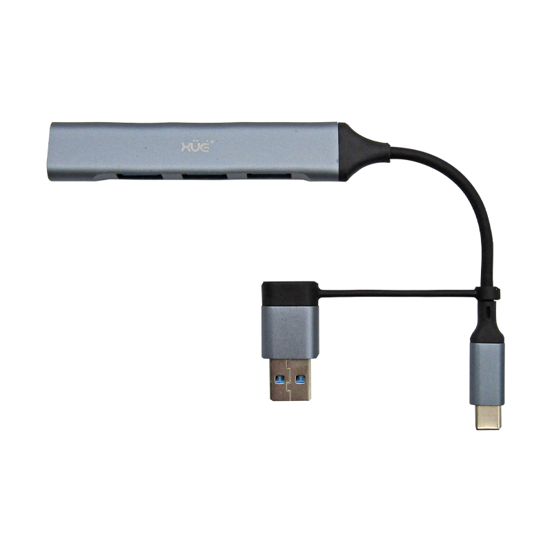 Hub expansor USB-C + Convertidor USB-C Hembra a USB 3.0 Macho a 4 x USB 3.0 , XUE® GRIS