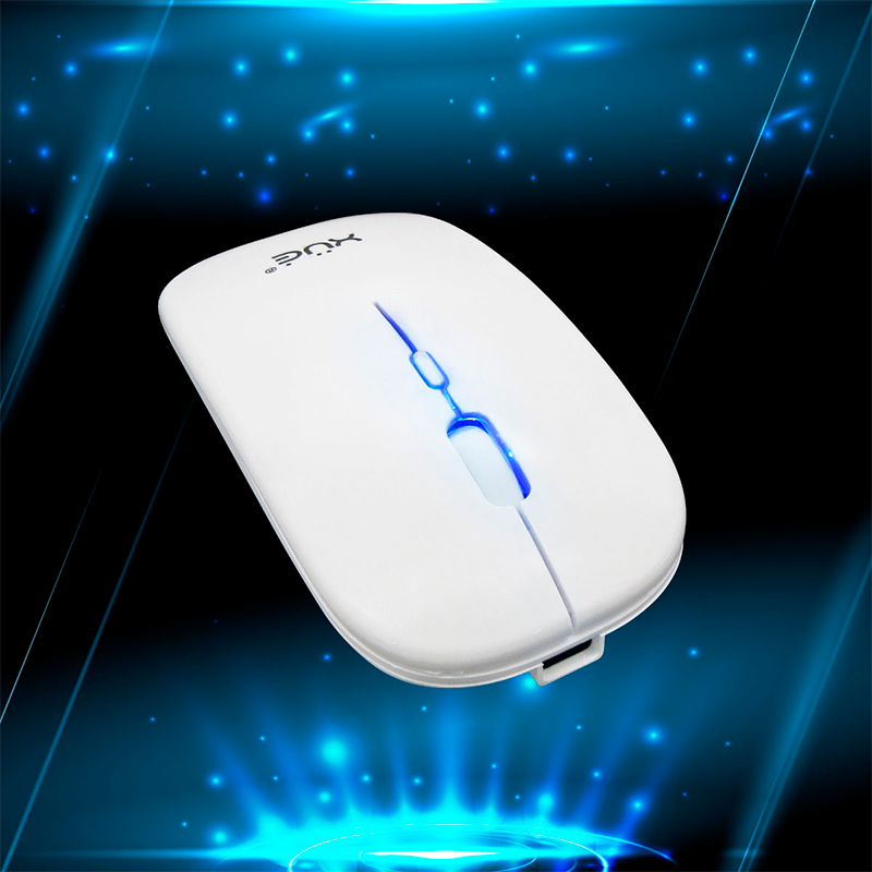 Mouse inalámbrico Silencioso Wireless 1600dpi 3-botones, 2.4GHZ + Bluetooth 5.0, Bateria 500mAh, USB-C, color Blanco,XUE®