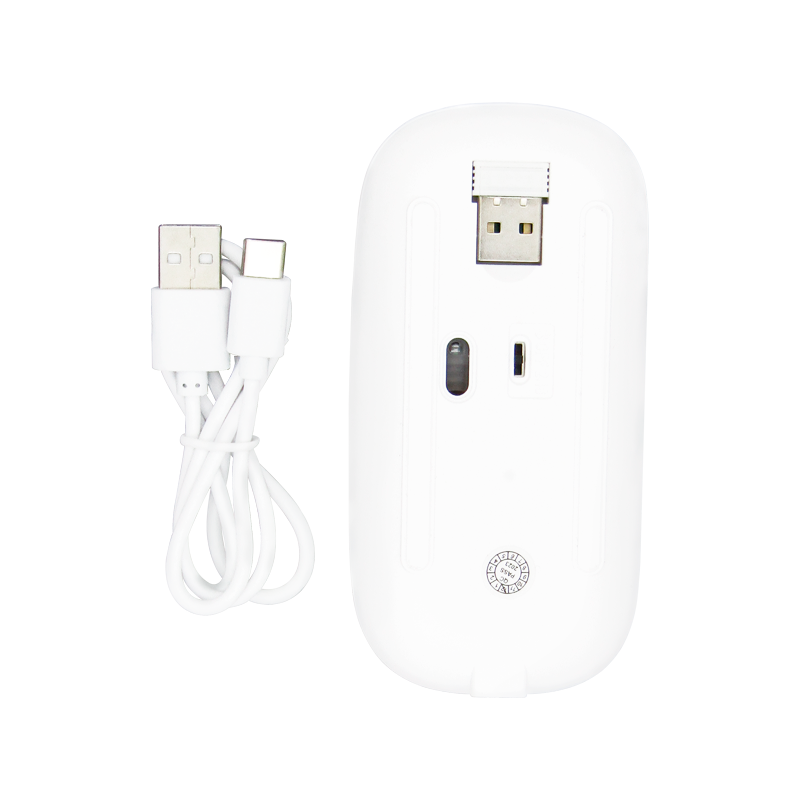 Mouse inalámbrico Silencioso Wireless 1600dpi 3-botones, 2.4GHZ + Bluetooth 5.0, Bateria 500mAh, USB-C, color Blanco,XUE®