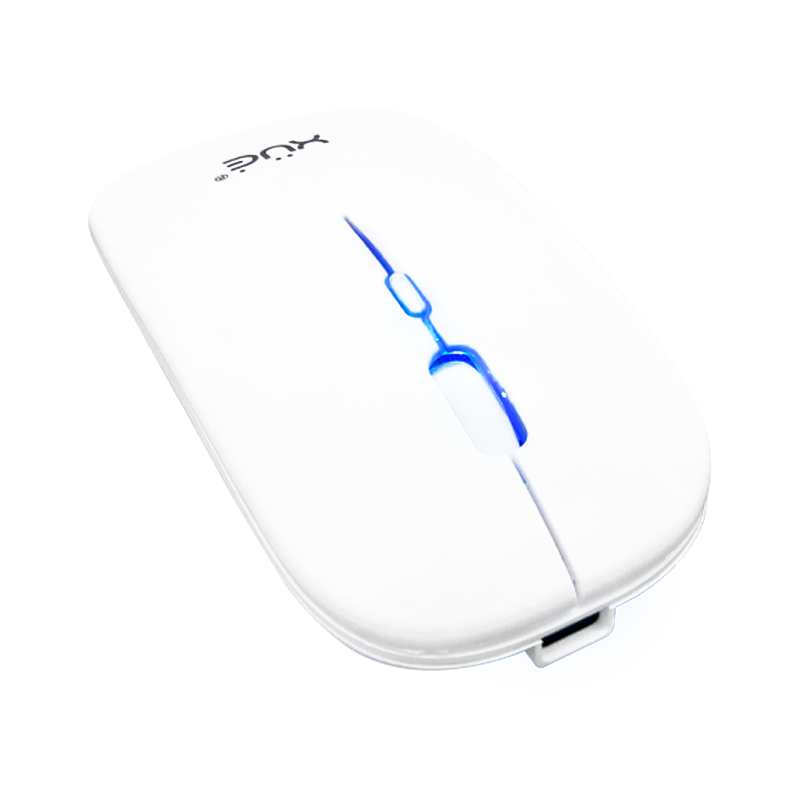 Mouse inalámbrico Silencioso Wireless 1600dpi 3-botones, 2.4GHZ + Bluetooth 5.0, Bateria 500mAh, USB-C, color Blanco,XUE®