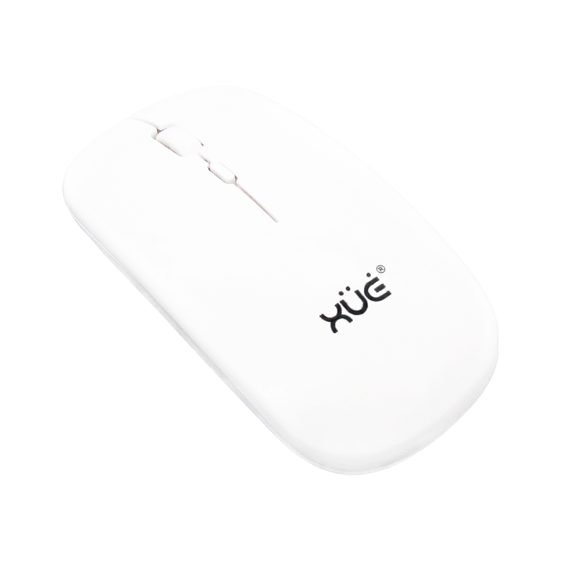 Mouse inalámbrico Silencioso Wireless 1600dpi 3-botones, 2.4GHZ + Bluetooth 5.0, Bateria 500mAh, USB-C, color Blanco,XUE®