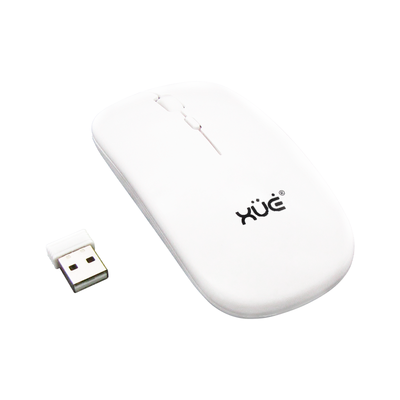 Mouse inalámbrico Silencioso Wireless 1600dpi 3-botones, 2.4GHZ + Bluetooth 5.0, Bateria 500mAh, USB-C, color Blanco,XUE®