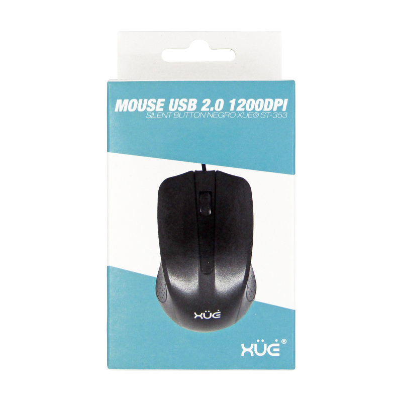 Mouse Óptico USB 2.0 1200DPI SILENT BUTTON NEGRO XUE® ST-353