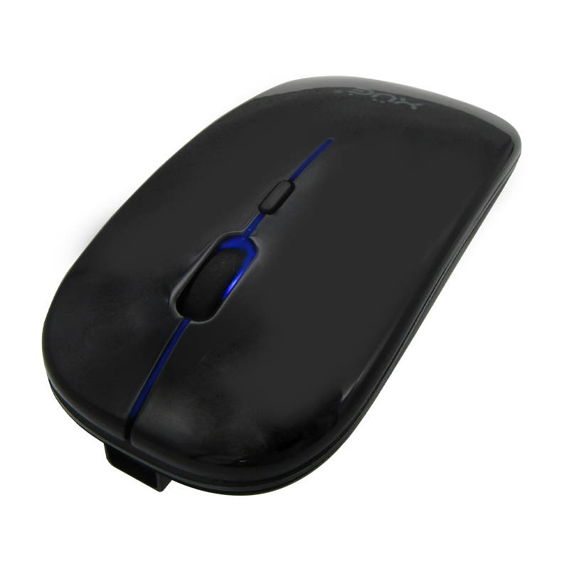 Mouse inalámbrico Silencioso Wireless 1600dpi 3-botones, 2.4GHZ + Bluetooth 5.0, Bateria 500mAh, USB-C, color Negro,XUE®