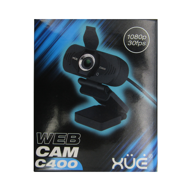 Cámara Webcam USB 2.0 HD 1080P 1920x1080, Mic Digital, color Negro XUE® C400
