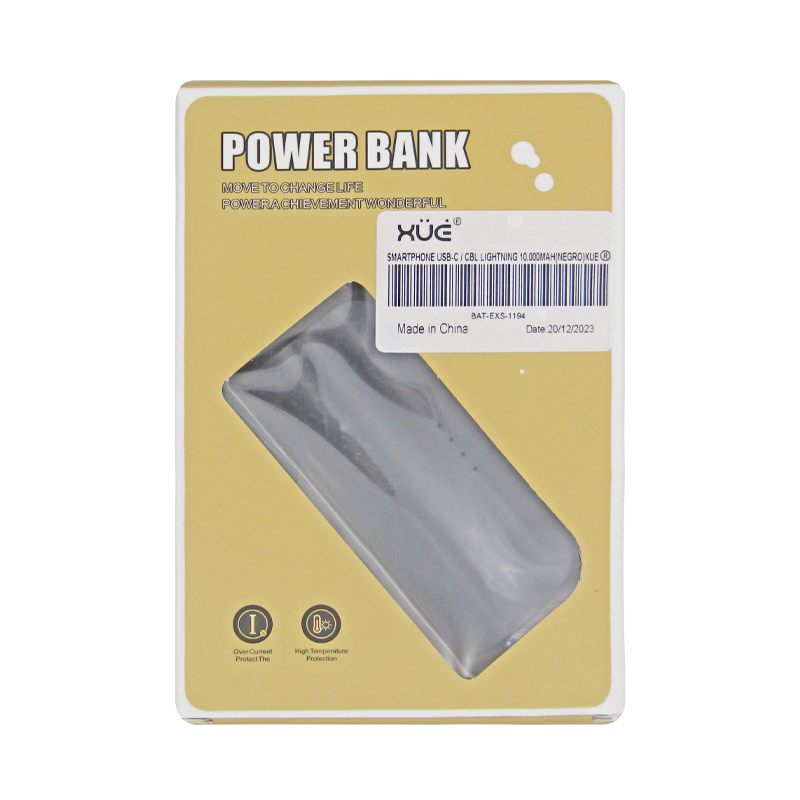 Bateria para SMARTPHONE USB-C / CBL LIGHTNING 4.000MAH OUTPUT 5V-2.1A 10W (NEGRO)