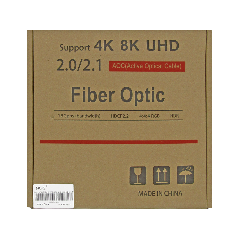 Cable HDMI-FIBRA Optica 2.0 2160P 4K @ 60HZ 50M Macho a Macho Negro XUE®