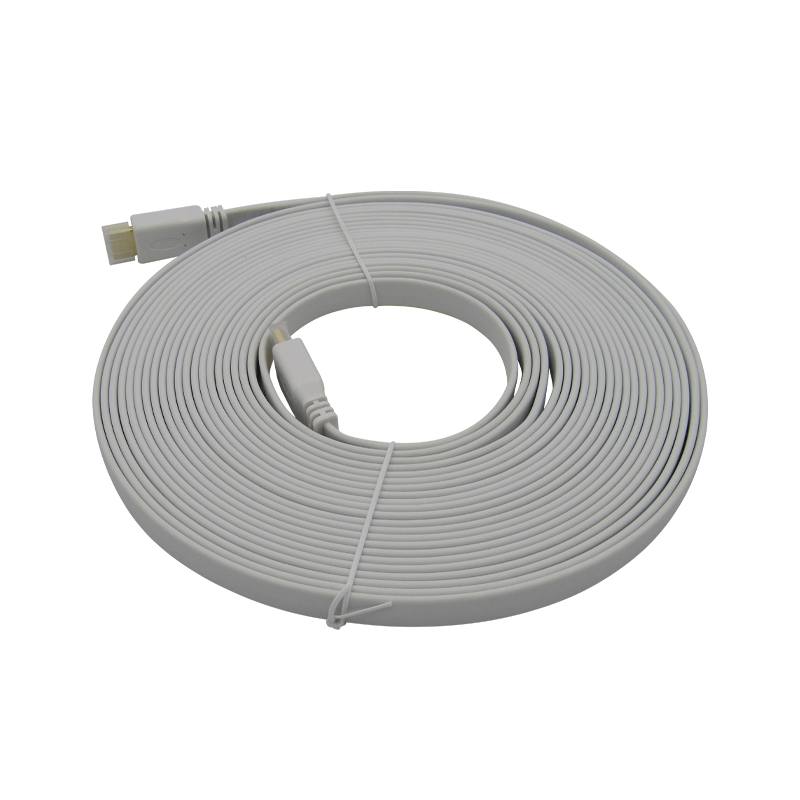 Cable HDMI V2.0 Plano 2160P 4K/60HZ 10M ARC 18Gbps Macho a HDMI Macho 19+1, color  Blanco, marca  XUE®