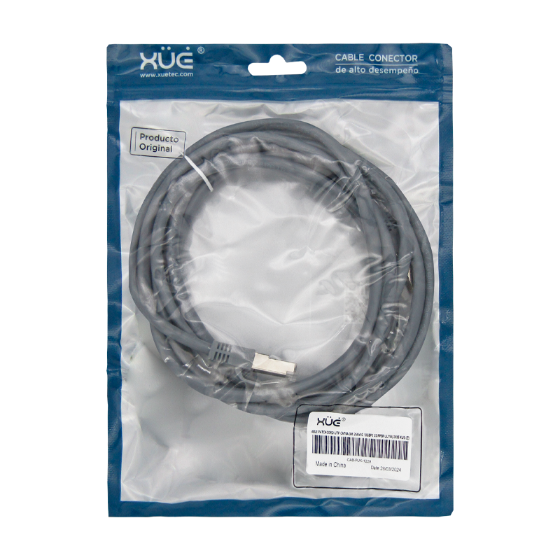 Cable Patchcord UTP CAT6A 3M 26AWG 10GBPS Full Copper UL758/2835 XUE® Gray