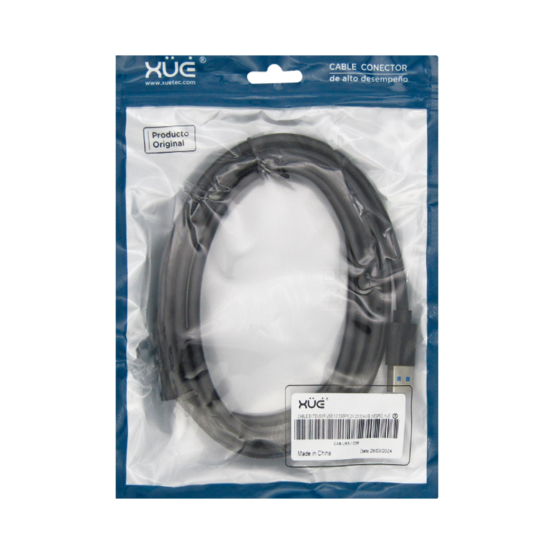 Cable Extensor USB 3.0 2M 5GBPS 26/30AWG (NEGRO) XUE®