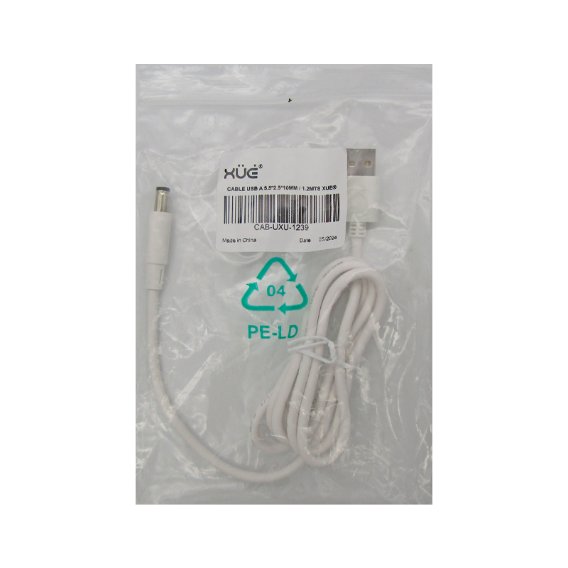 Cable  USB-A A 5.5*2.5*10mm 1.2M BLANCO XUE®