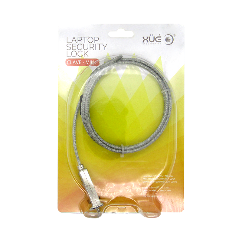 Guaya de seguridad para portátil con clave de 4-Digitos 1.7MTS 5MM Slot Minisaver marca XUE®