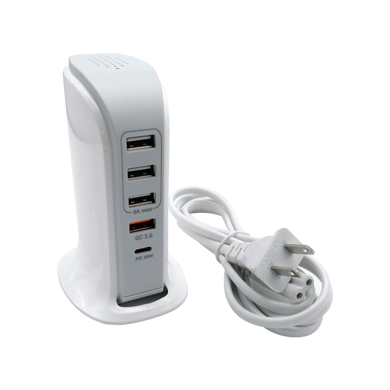 Cargador multipuerto 4xUSB + 1xUSB-C de 20W. Total output 35W