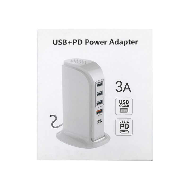 Cargador multipuerto 4xUSB + 1xUSB-C de 20W. Total output 35W