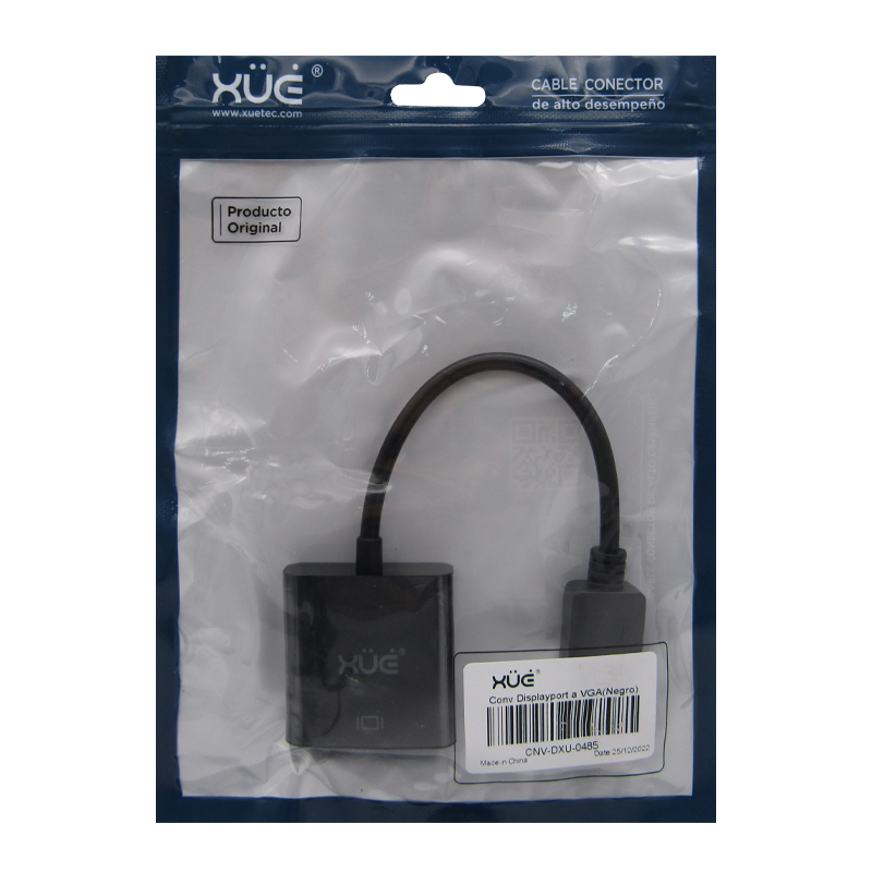 Convertidor Displayport a VGA (Negro) marca XUE®