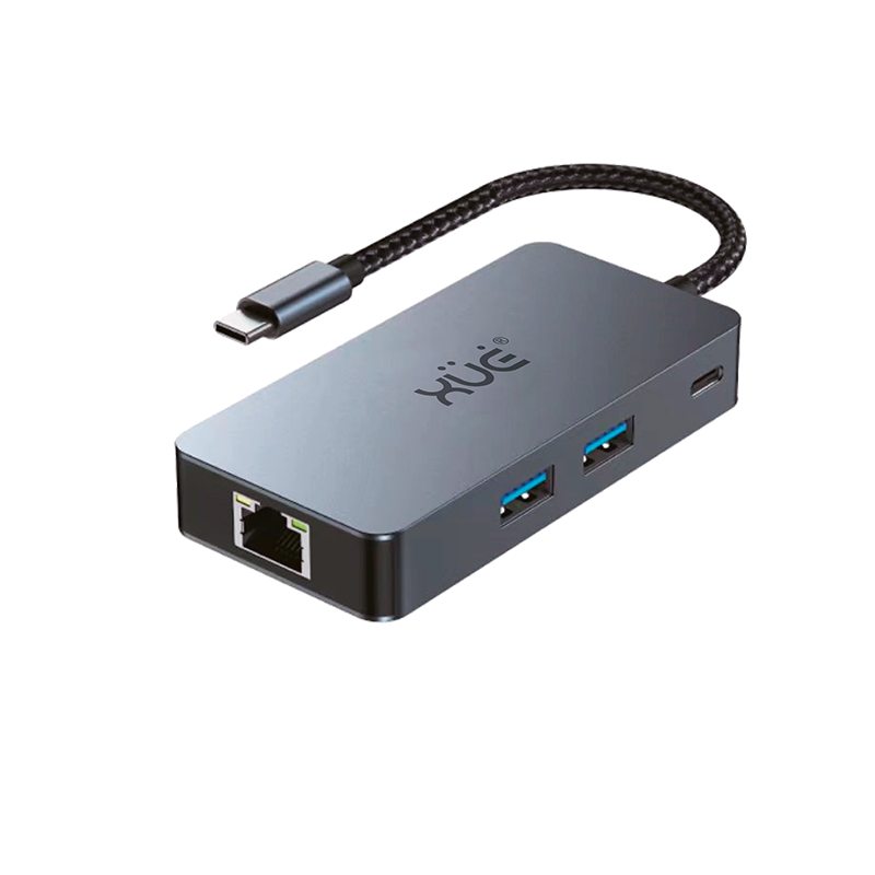 Docking Station XUE® 6-1 Tipo-C 3.1 Gen2 a USB3.2 (10Gbps)*3 + HDMI 4K@60Hz + PD 100W + RJ45 1000Mbps, color gris