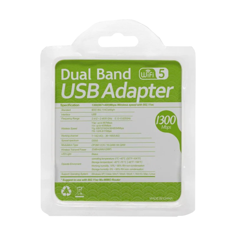 Adaptador USB 3.0 WIFI Dual Band 1300MBPS 802.11B/G/N (RTK 8812) XUE® RTK 8812