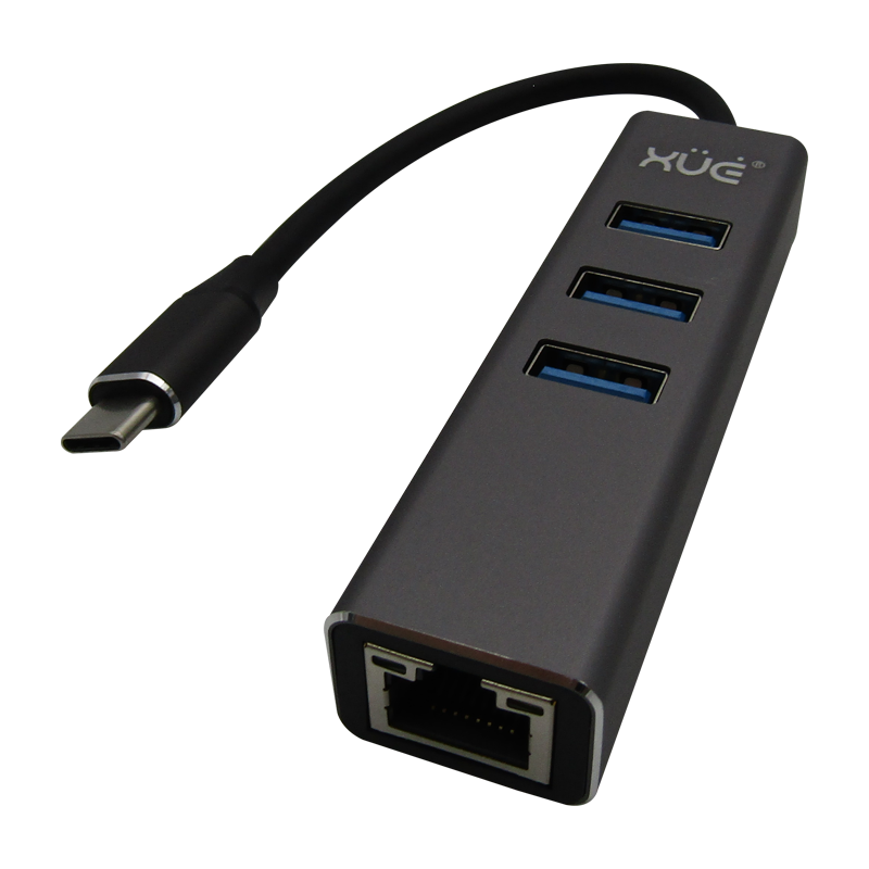 Convertidor USB-C 3.1 a Ethernet Gigabit USB 3.0 HUB (Mac OS 10) Negro marca XUE®
