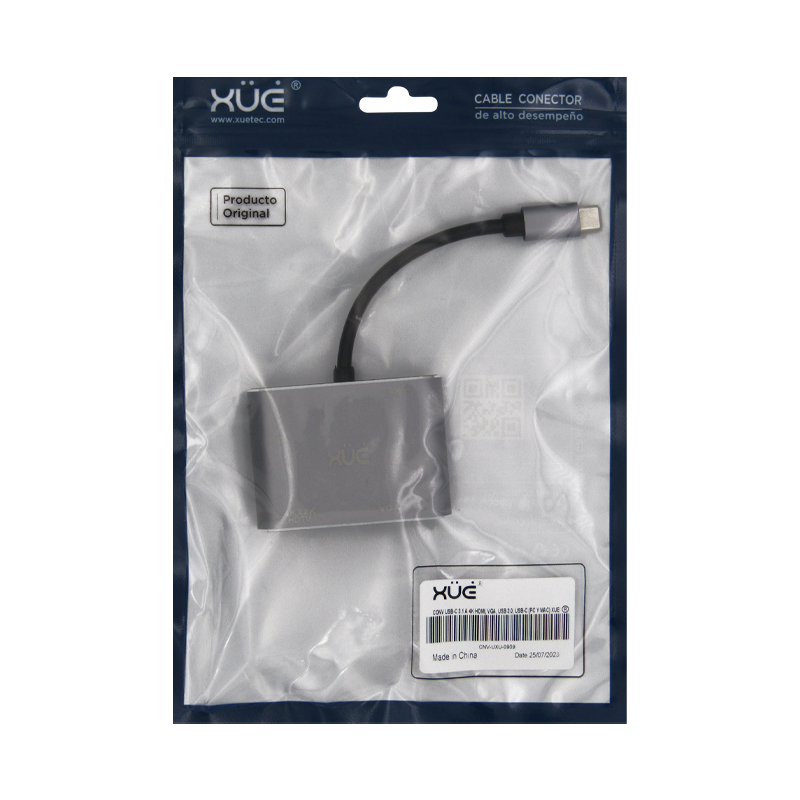 Convertidor USB-C 3.1 a HDMI 4K, VGA, USB 3.0, USB-C de carga, marca XUE®
