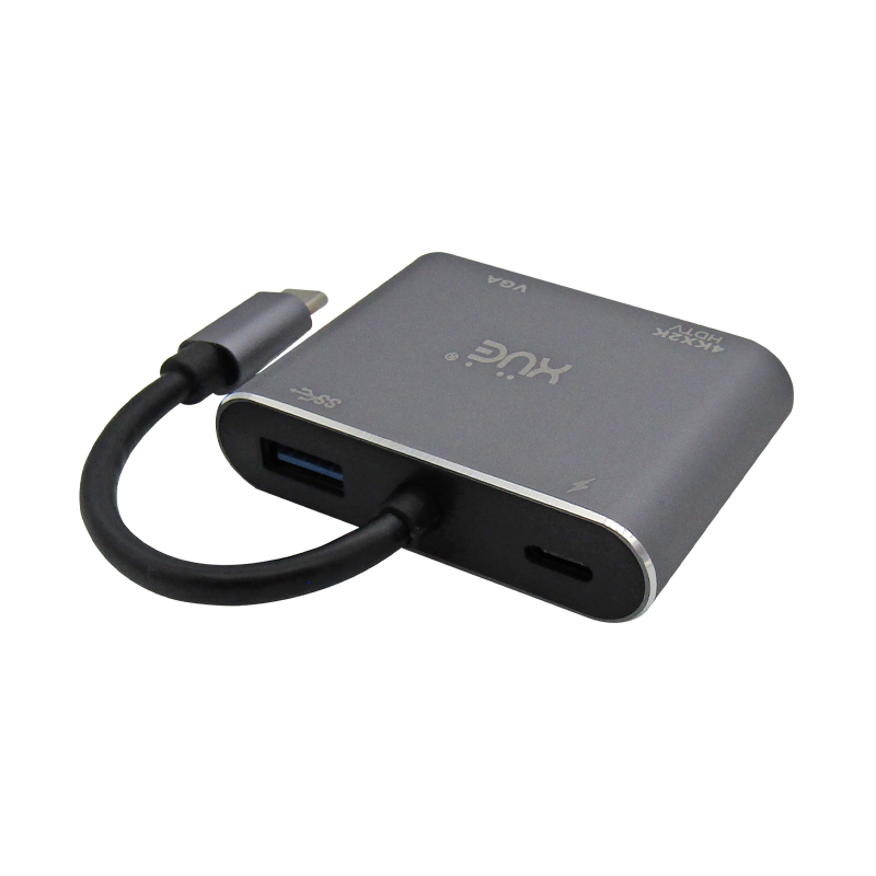 Convertidor USB-C 3.1 a HDMI 4K, VGA, USB 3.0, USB-C de carga, marca XUE®