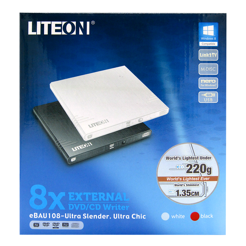 Drive quemador USB 2.0 DVD+/RW 8X Externo LITEON SLIM EBAU108