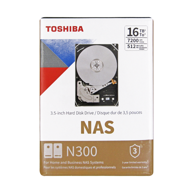 Disco Duro NAS SATA 3.5 16TB 7200RPM 512MB TOSHIBA N300 HDWG31GXZSTA