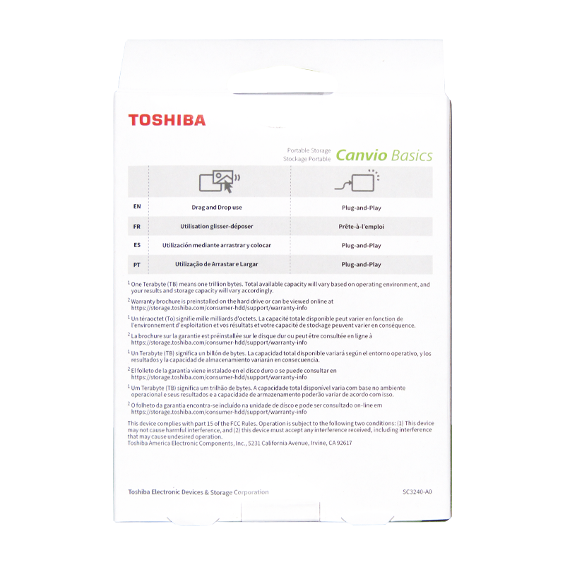 Disco duro USB 3.0 2.5" 2TB 3.0 Externo Toshiba HDTB420XK3AA