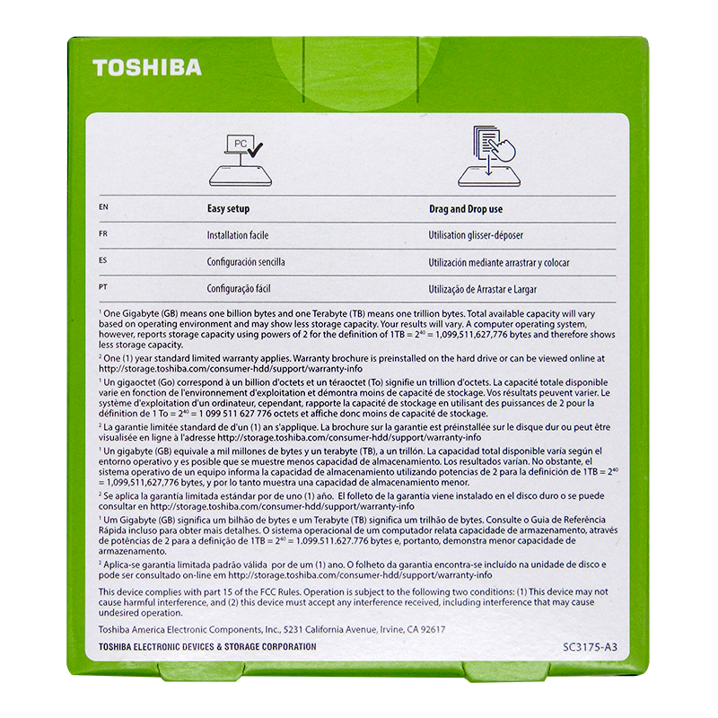 Disco duro externo USB 2.5 4TB 3.0 Toshiba Canvio HDTB440XK3CA