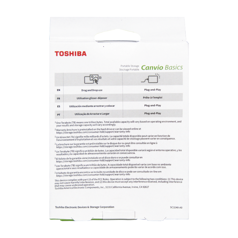 Disco duro externo USB 2.5" 1TB 3.0 Toshiba HDTB510XK3AA