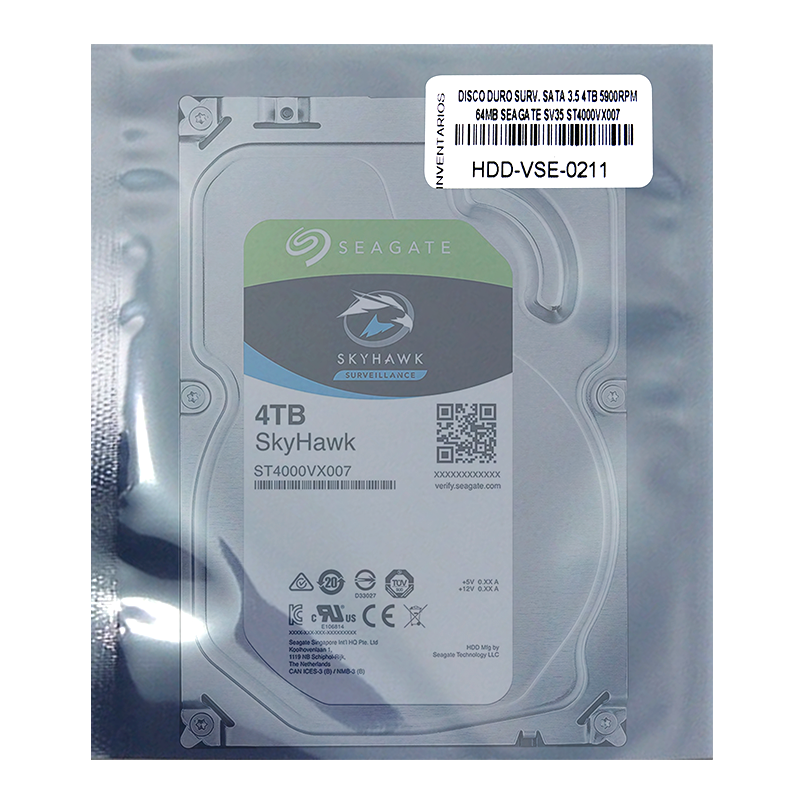 Disco duro para Videovigilancia SATA 3.5" 4TB 5900rpm 64MB Seagate Skyhawk SV35 ST4000VX007