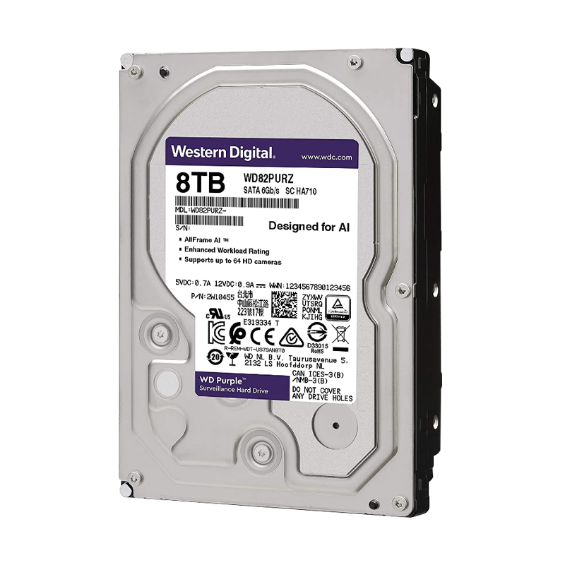 Disco Duro para Videovigilancia SATA 3.5 8TB 5640RPM 128MB WD PURPLE WD84PURZ
