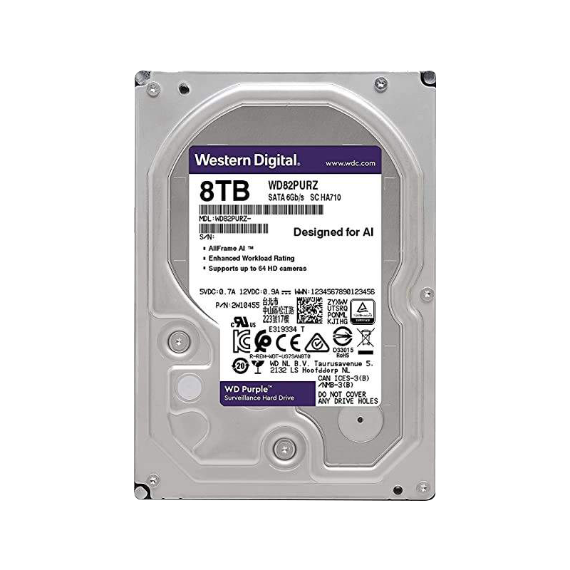 Disco Duro para Videovigilancia SATA 3.5 8TB 5640RPM 128MB WD PURPLE WD84PURZ