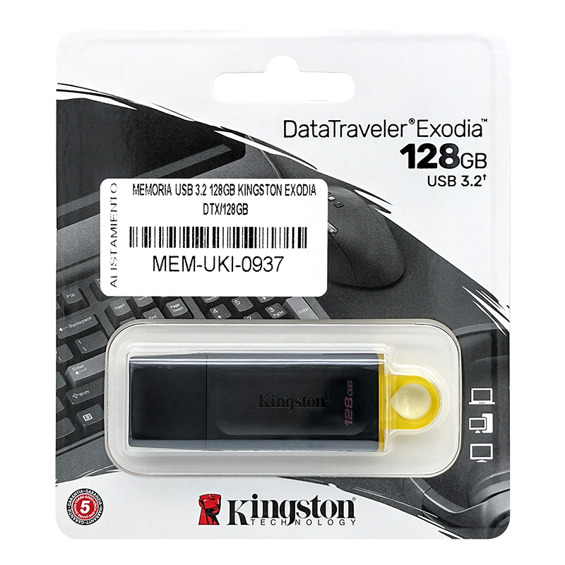 Memoria USB 3.2 128GB Kingston EXODIA negra con tapa DTX/128GB