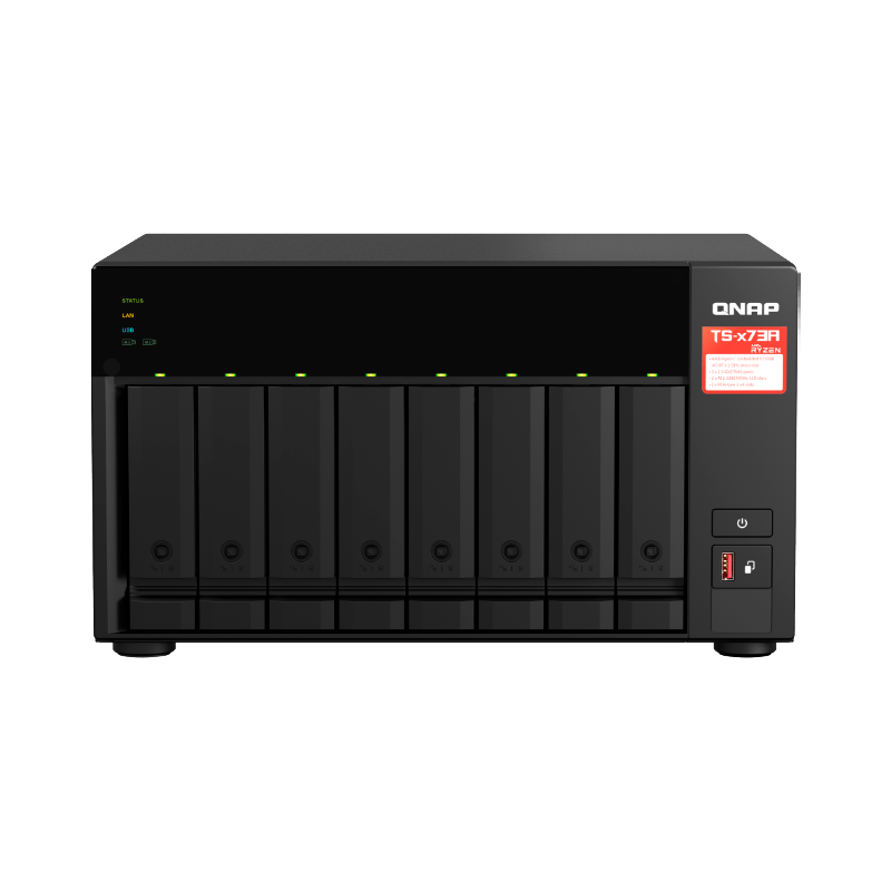 NAS Torre 8-BAY QNAP TS-873A-8G CPU AMD Ryzen V1500B 4-CORE 2.2GHZ RAM 8GB (MAX 64GB), 2 x 2,5GbE