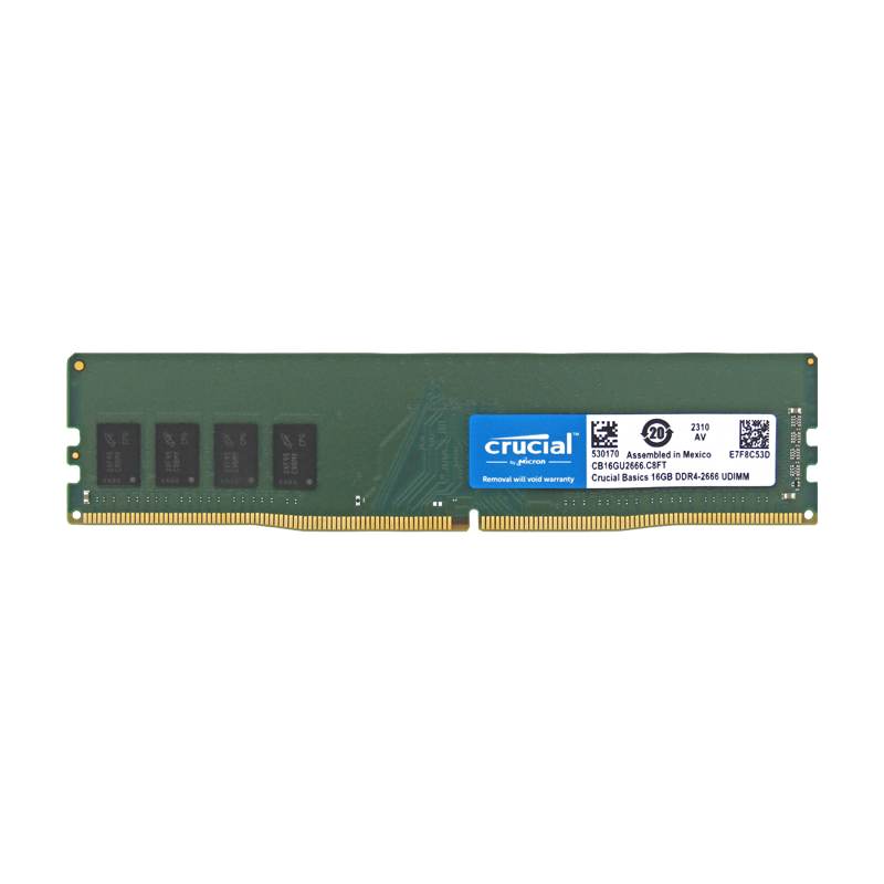 Memoria RAM para Desktop DDR4 PC4-21300 16GB 2666MHZ CL19 1.2V CRUCIAL BASIC CB16GU2666