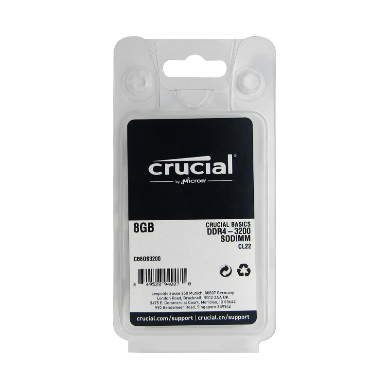Memoria RAM para Laptop DDR4 PC4-25600 8GB 3200MHZ CL19 1.2V LAPTOP CRUCIAL BASICS CB8GS3200