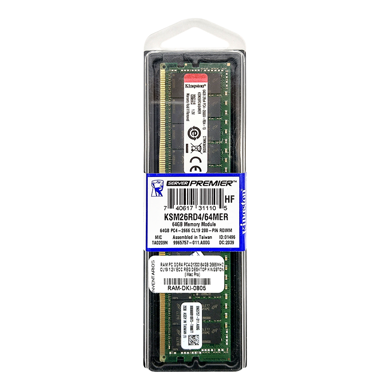Memoria RAM para Servidor PC4-21300 64GB 2666MHZ CL19 1.2V ECC/REG KINGSTON KSM26RD4/64MER
