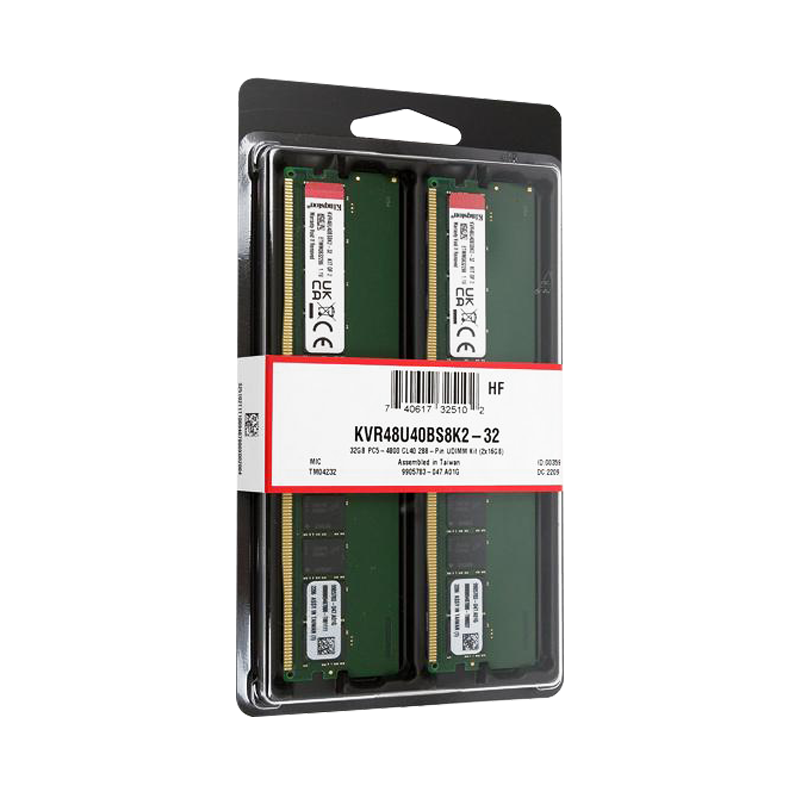 Memoria RAM para Desktop DDR5 PC5-38400 32GB 4800MHZ CL40 1.1V DESKTOP KINGSTON KVR48U40BS8K2-32 (KIT 16GB X 2)