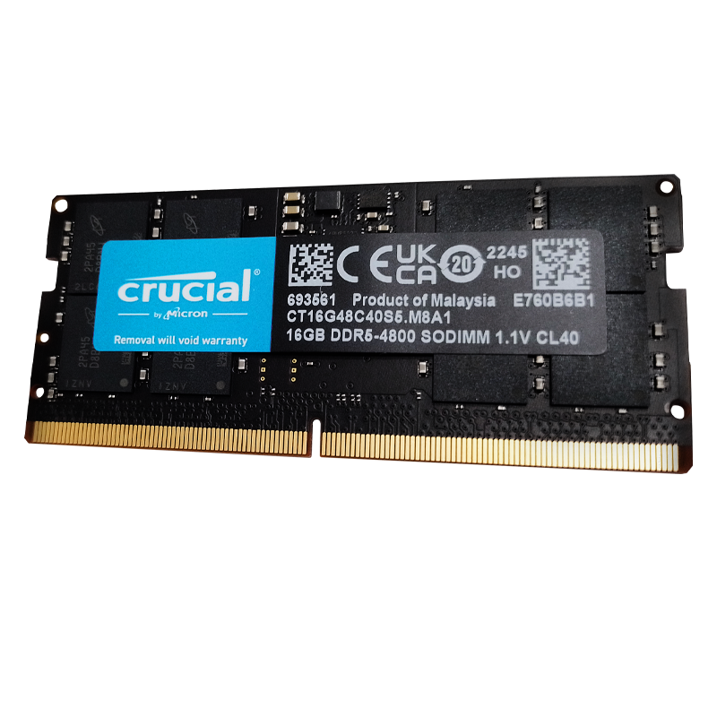 Memoria RAM para portátil DDR5 PC5-38400 16GB 4800MHZ CL40 1.1V laptop Crucial CT16G48C40S5