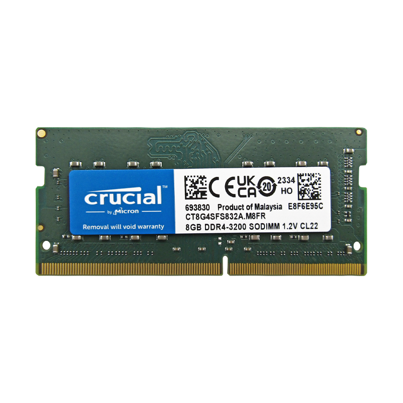 Memoria RAM para Laptop DDR4 PC4-25600 8GB 3200MHZ CL22 1.2V 8C LAPTOP CRUCIAL CT8G4SFS832A