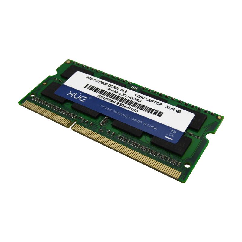 Memoria RAM para Portátil DDR3L PC10600 4GB 1333Mhz CL9 1.5/1.35V Laptop, marca XUE® (16 Chip)