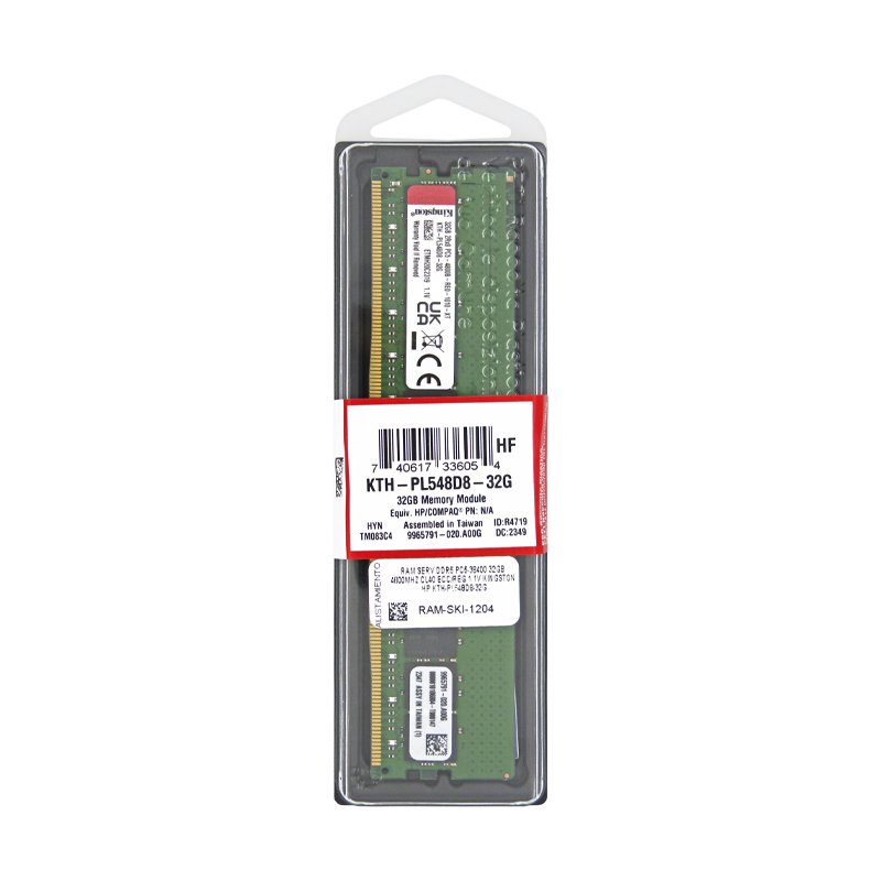 Memoria RAM para Servidor DDR5 PC5-38400 32GB 4800MHZ CL40 ECC/REG 1.1V KINGSTON HP KTH-PL548D8-32G