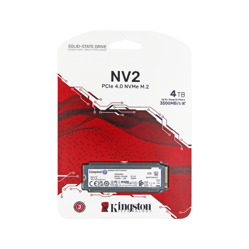 Disco de estado Sólido PCI-E 4.0 M.2 2280 4TB NVME KINGSTON NV2 SNV2S/4000G R/W 3500 MB/S